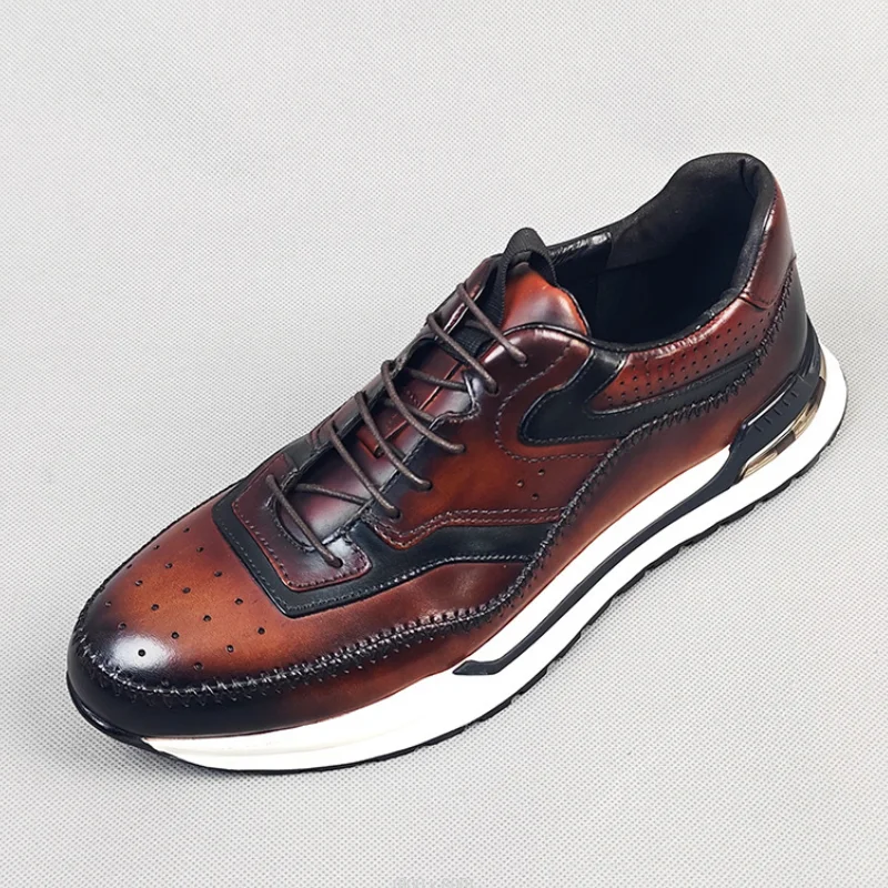 

Новые модные дышащие повседневные мужские туфли из натуральной кожи, ручной работы, в стиле ретро, для бизнеса, спорта и свадьбы, b40