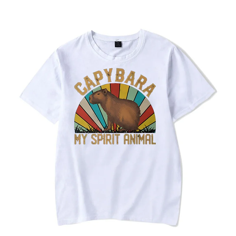 Capybara My Spirit الحيوان تي شيرت مطبوع الرجال 2022 الصيف Harajuku الجولة الرقبة قصيرة الأكمام تي شيرت بلايز عادية قمصان للرجال