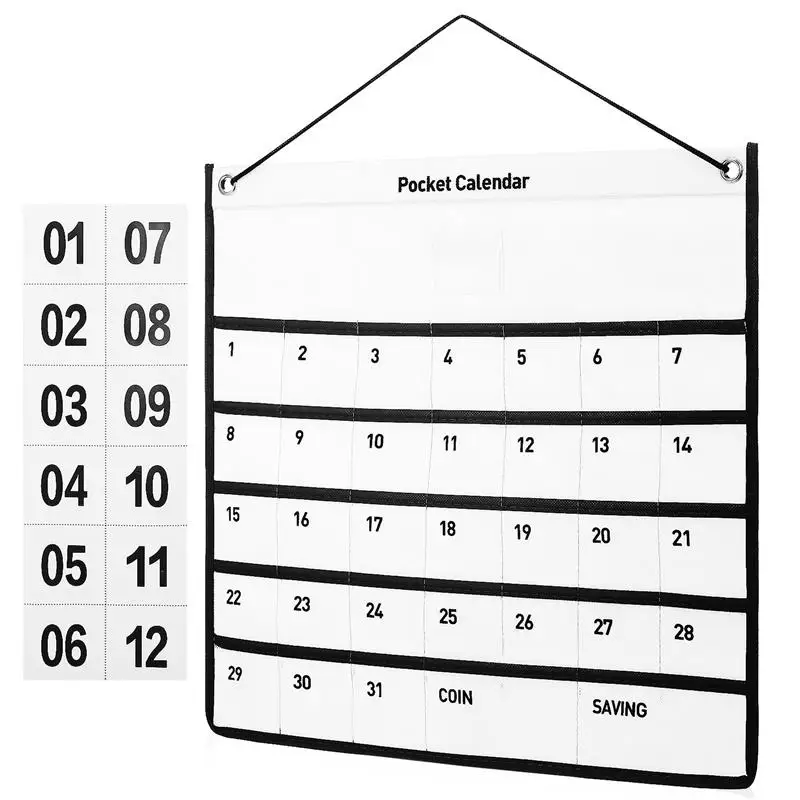 Tasca per calendario da appendere a parete da 1 pezzo Calendario tascabile da appendere al mese Borsa portaoggetti in tessuto non tessuto Organizzatore di buste portaoggetti