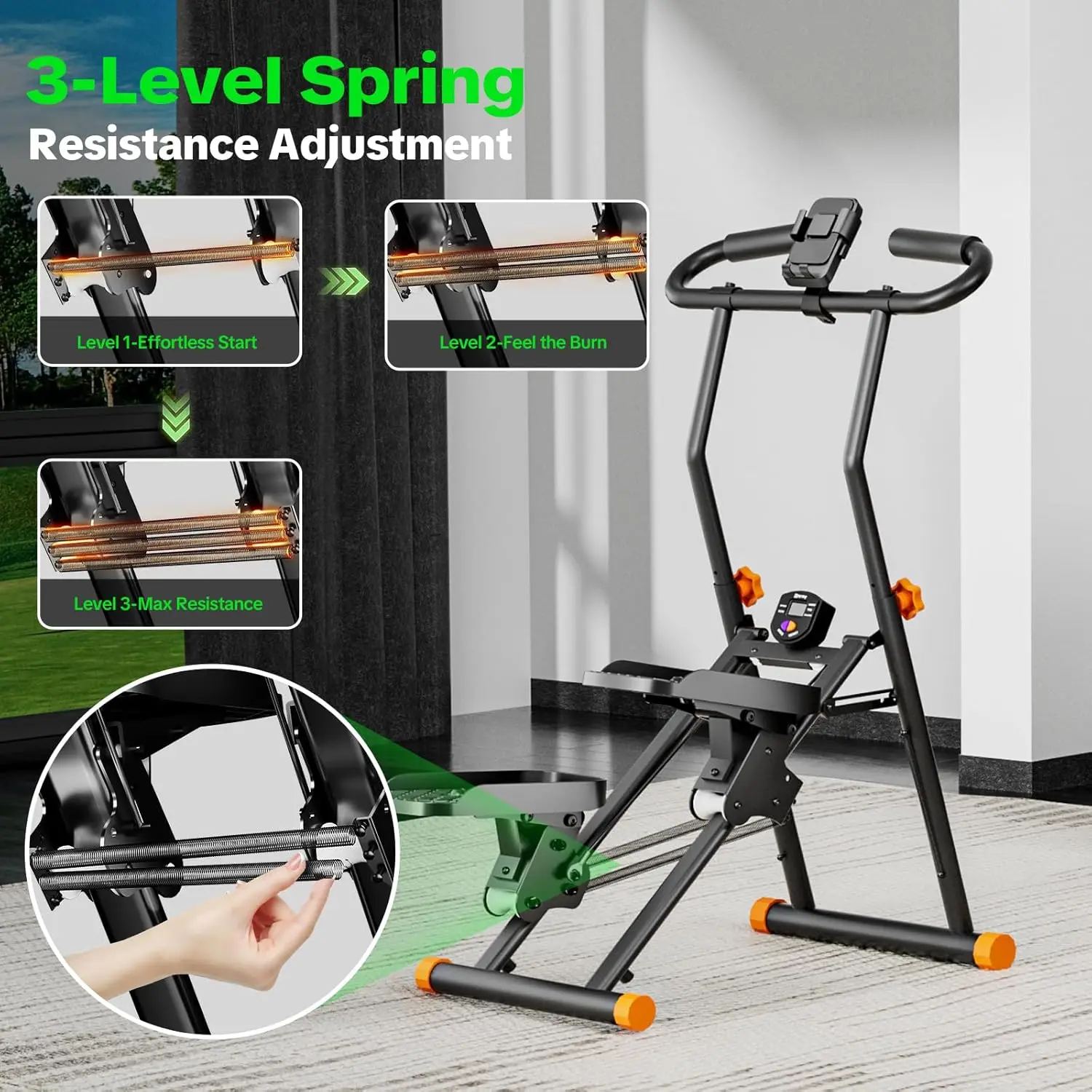 Stair Stepper for Home Gym, 2025 Upgrade Stair Climber w/ 3-Level Resistance & Height, Non-Slip Pedals, Digital Tracker & Phone