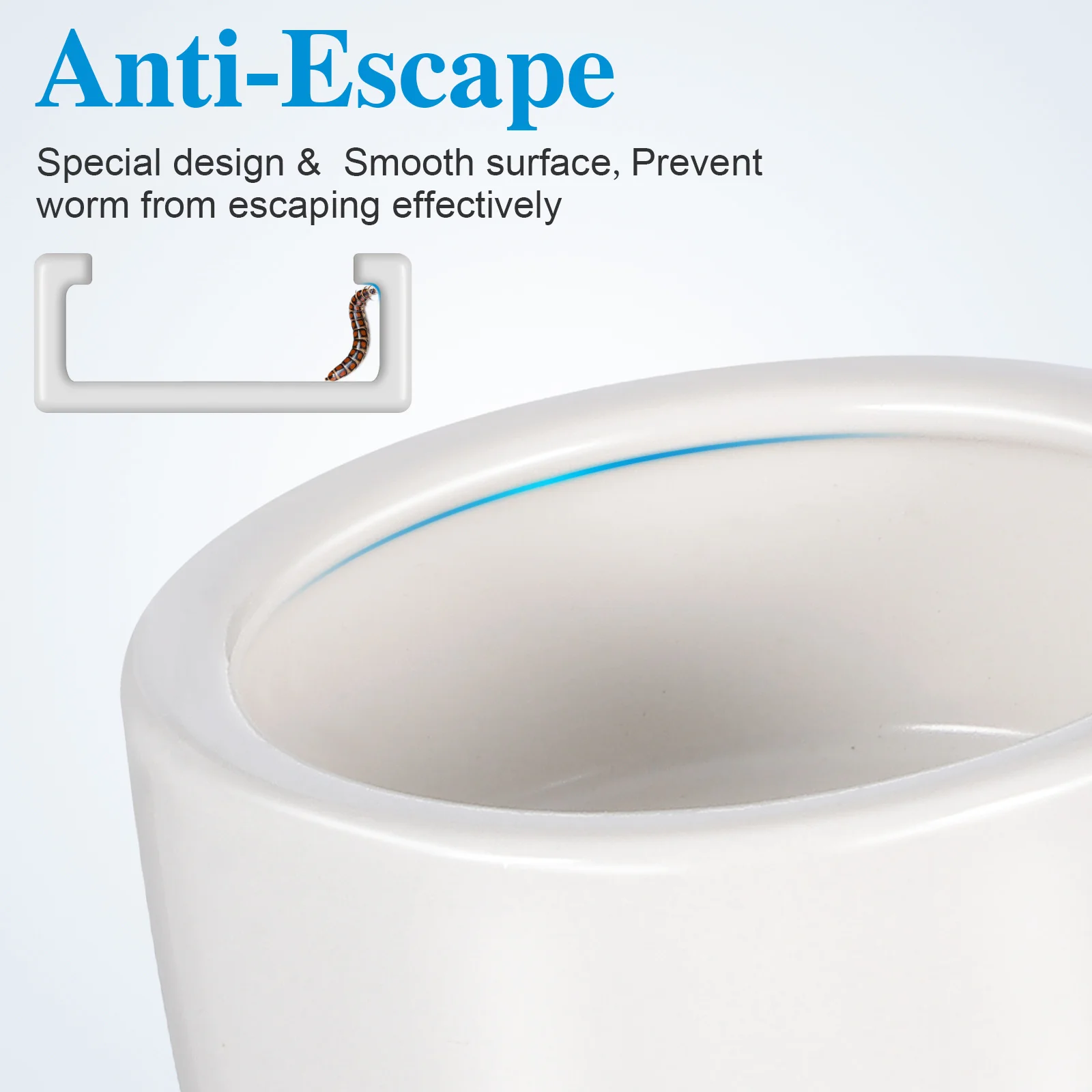 ชามอาหารสัตว์เลื้อยคลานขนาดเล็ก 3 ชิ้น ชามเซรามิกป้องกันการหลบหนี ที่ให้อาหารกิ้งก่า วัสดุหนา ทำความสะอาดง่าย สีขาว รูปทรงกลม