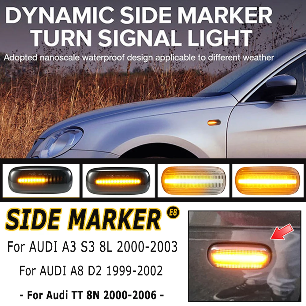 2X LED ديناميكية الجانب ماركر بدوره أضواء الإشارة مؤشر مصابيح 8n0 949 127a لأودي A3 S3 8L 00-03 A8 D2 99-02 TT 8N 00-06 #2