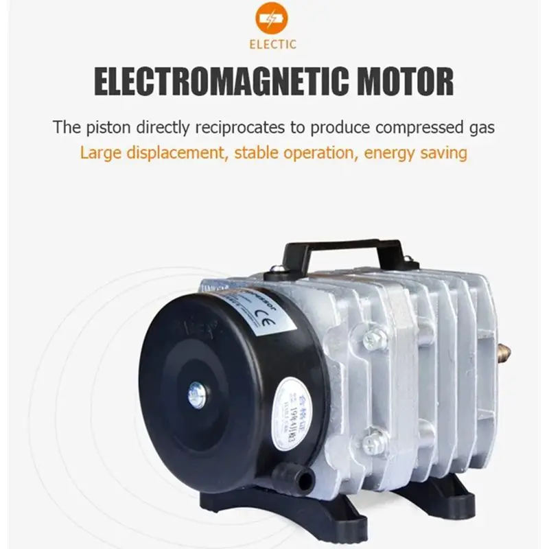 45W 70L/min 6-Wege-Luftpumpe Elektromagnetischer Luftkompressor Aquarium-Sauerstoffpumpe Hydroponik