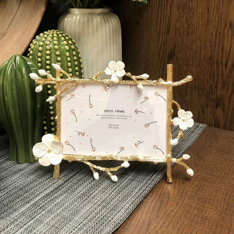 Floral Photo Frame Vertical and Horizontal 2 Ways Display Tabletop Decorative Picture Frame for Home Decor Wedding Birthday