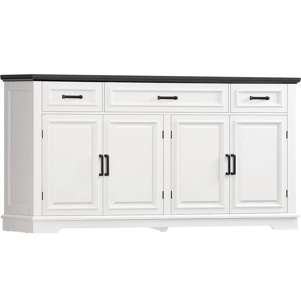 

59 Large Buffet Cabinet with 4 Doors and 3 Drawers, Buffet Sideboard Cabinet with Storage and 2 Adjustable Shelves, Coffee Bar,
