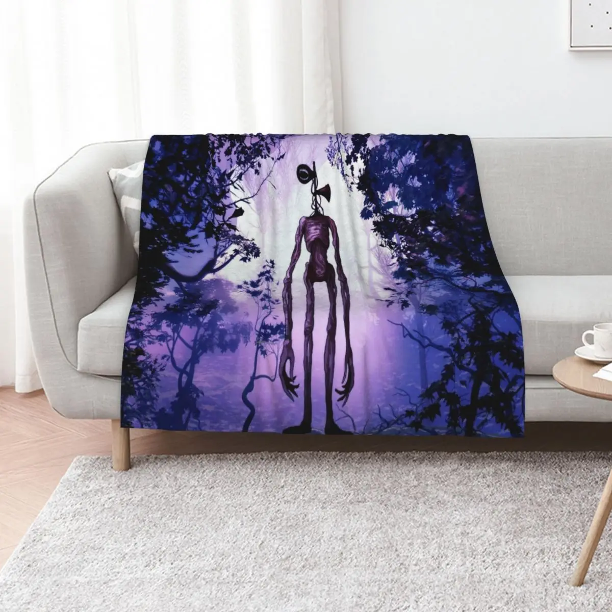 Siren head in purple horror background Throw Blanket blankets ands Cute valentine gift ideas Kid'S Softest Flannels Blankets
