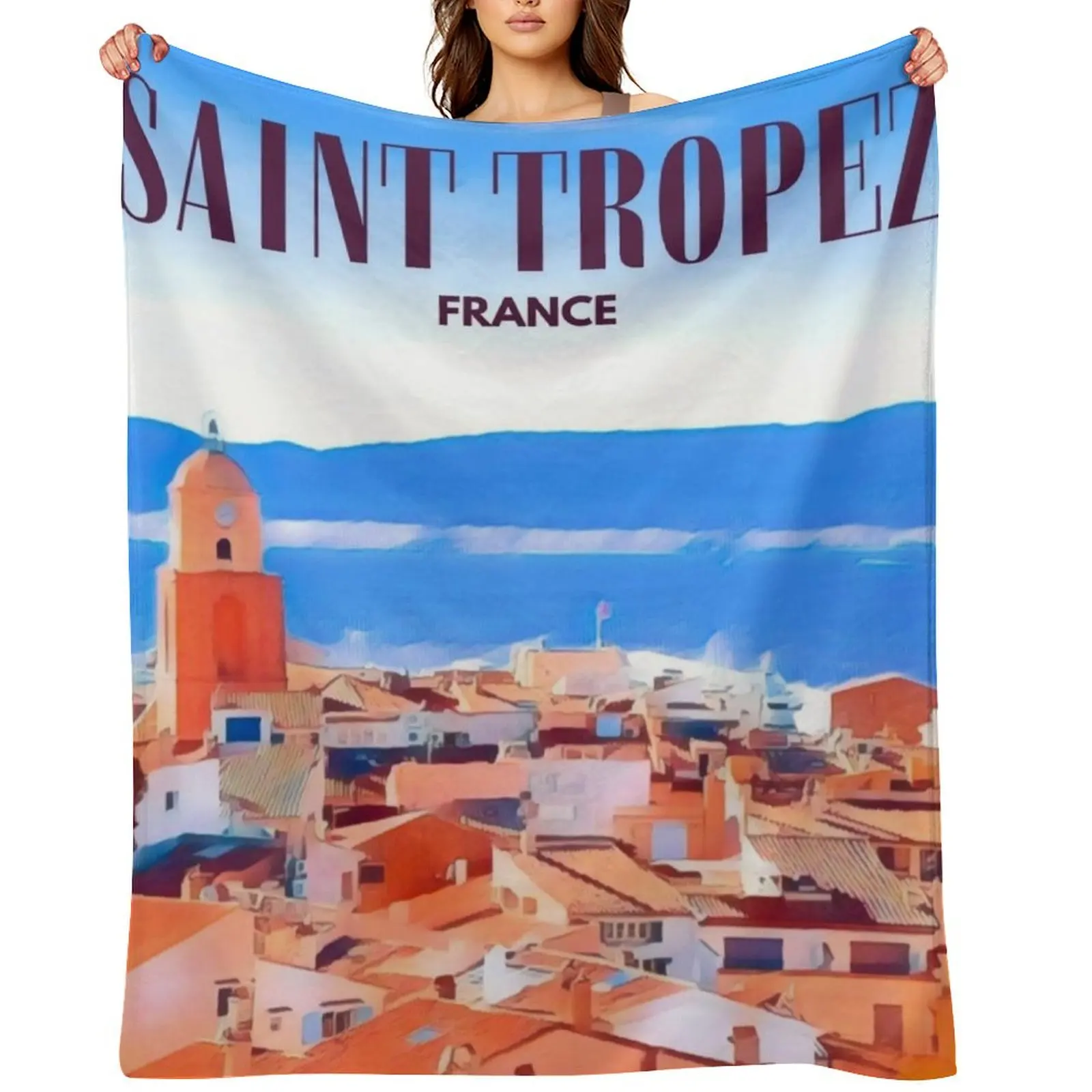 

Saint Tropez Streets Throw Blanket Bed covers Plush Luxury Thicken Nap Blankets