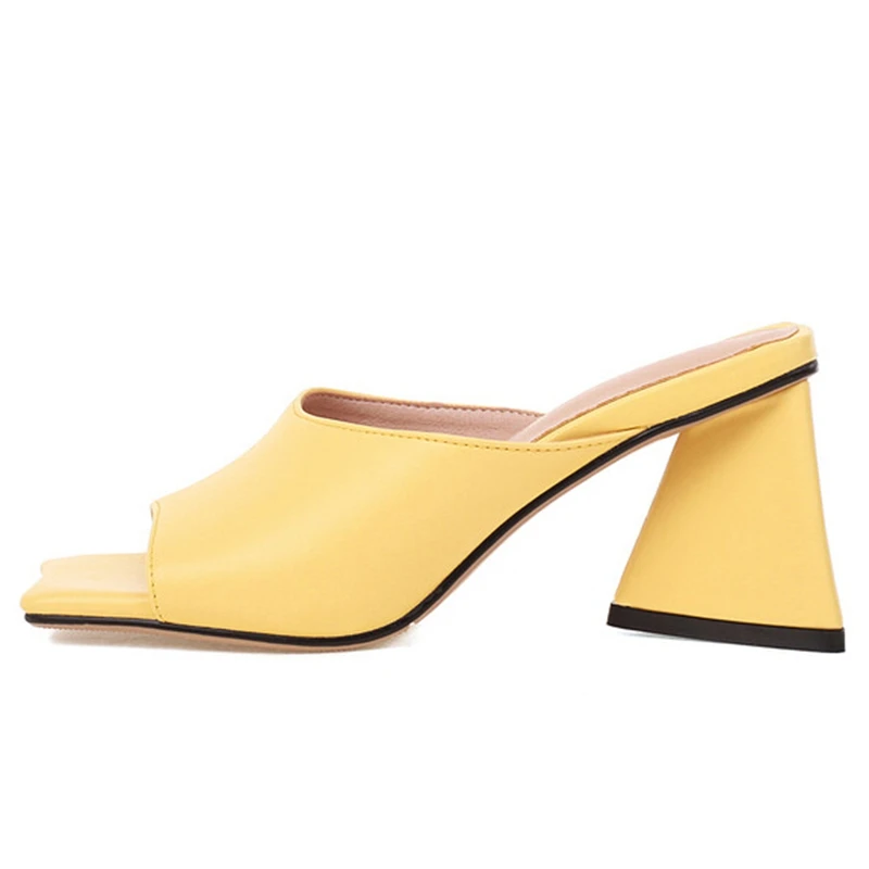 

ORCHALISA модные женские сандалии с открытым носком на необычном каблуке, размер 34–43, оранжево-желтые лаконичные летние S3338