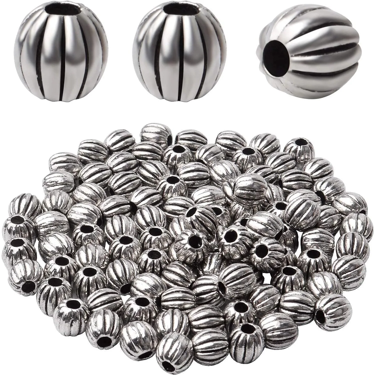 

100 шт. антикварные серебряные бусины-разделители из сплава, круглые бусины-разделители, подвески-разделители для DIY браслета, ожерелья, изготовления ювелирных изделий