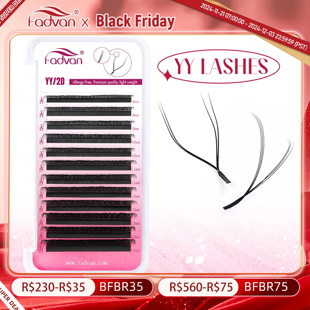 FADVAN YY Shape Lashes 2D 0.07 Faux Mink C/D 8-15mm Natural Soft Brazilian Eyelash Premade Volume Fan Lashes Extension