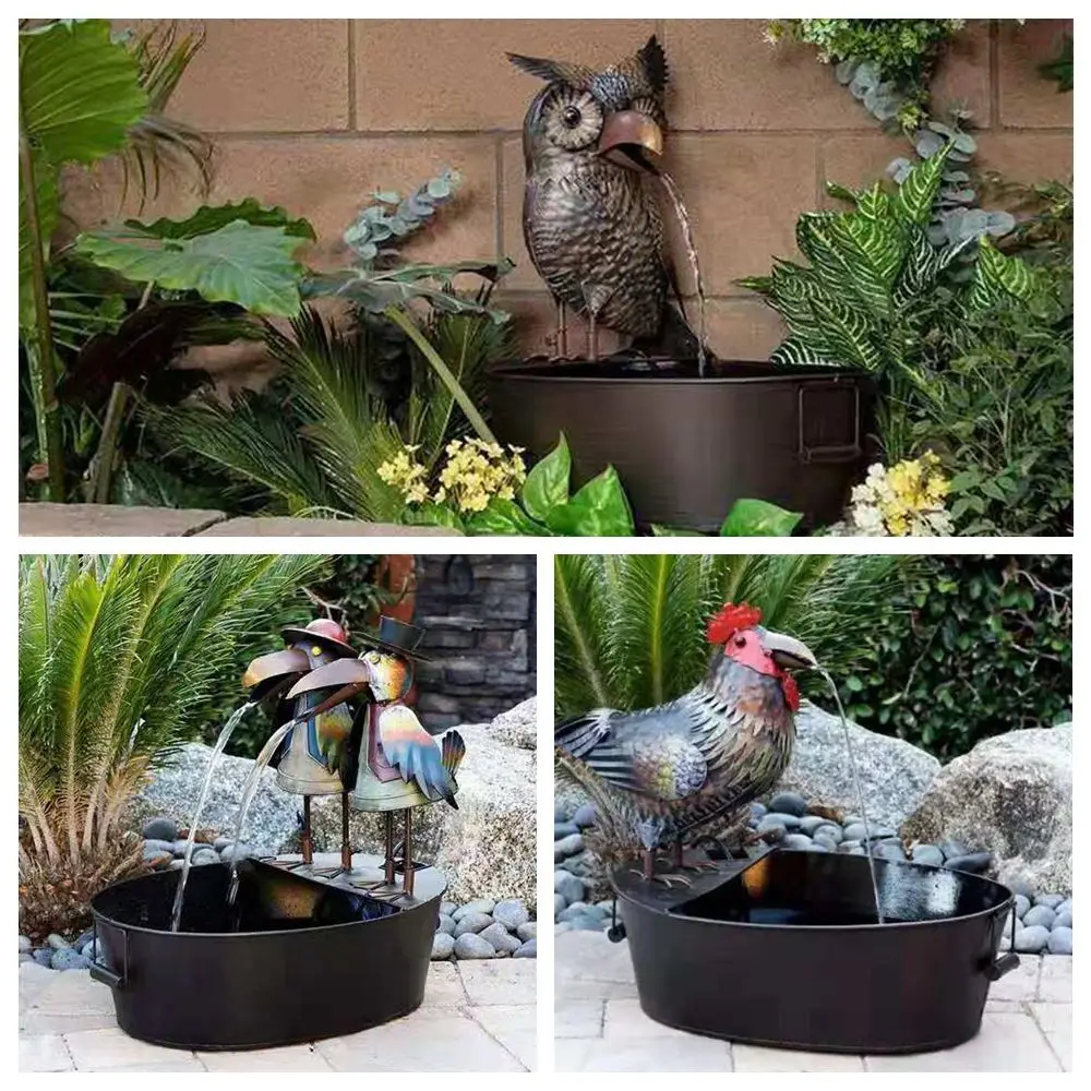 For Garden Gardening Decorations Fountains Yard Art Decor Outdoor Ornament Animal Pattern Toucan Waterfall Fountain Decoration