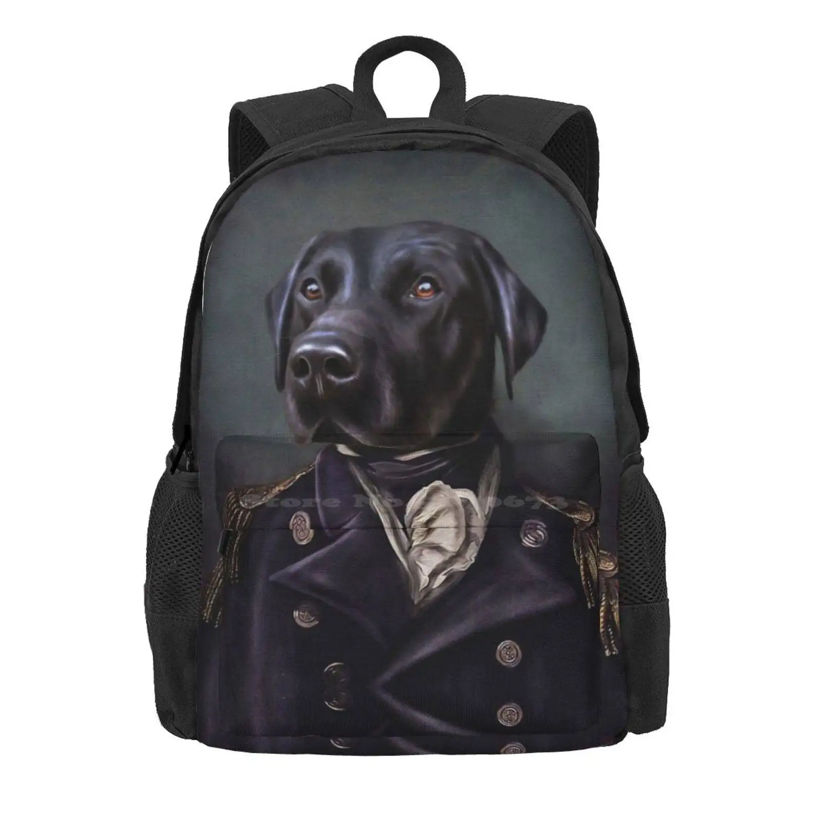 Labrador Portrait - Jake Hot Sale Schoolbag Backpack Fashion Bags Pompouspets Dog Portraits Animal Art Black Labrador Lab Dog