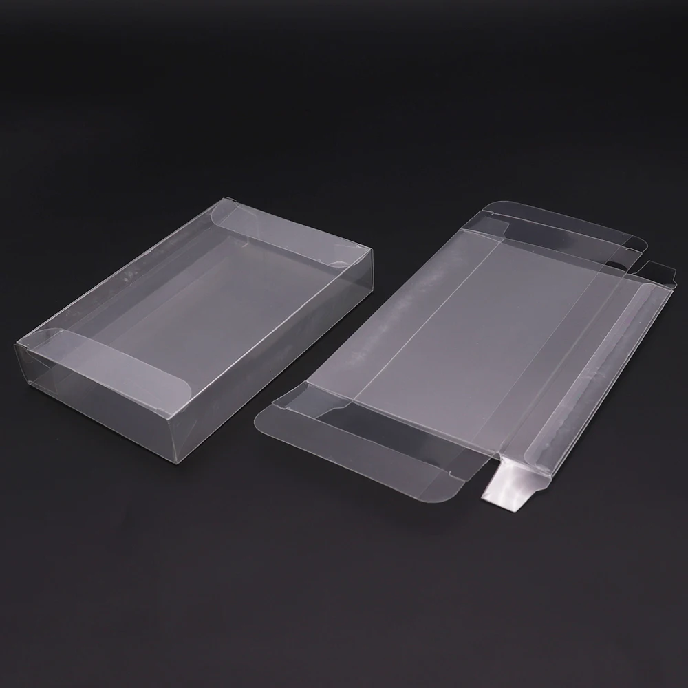 Clear transparent Protector Case CIB games plastic PET Protection Box for SNES For N-6-4 game boxes
