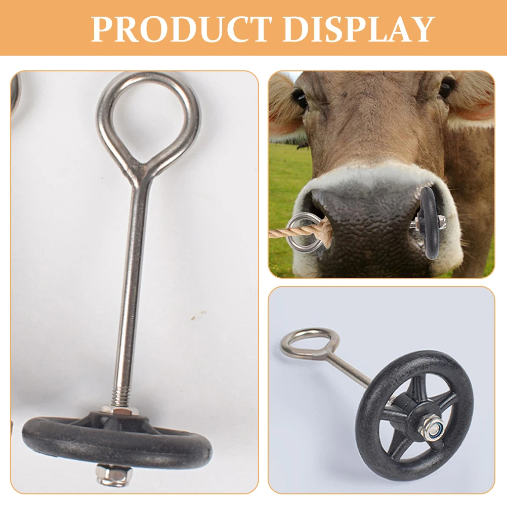 

3pcs Cattle Nose Ring Stainless Steel Livestock Buckle Durable Traction Tool Metal Ring for Farm Cow Accessories
