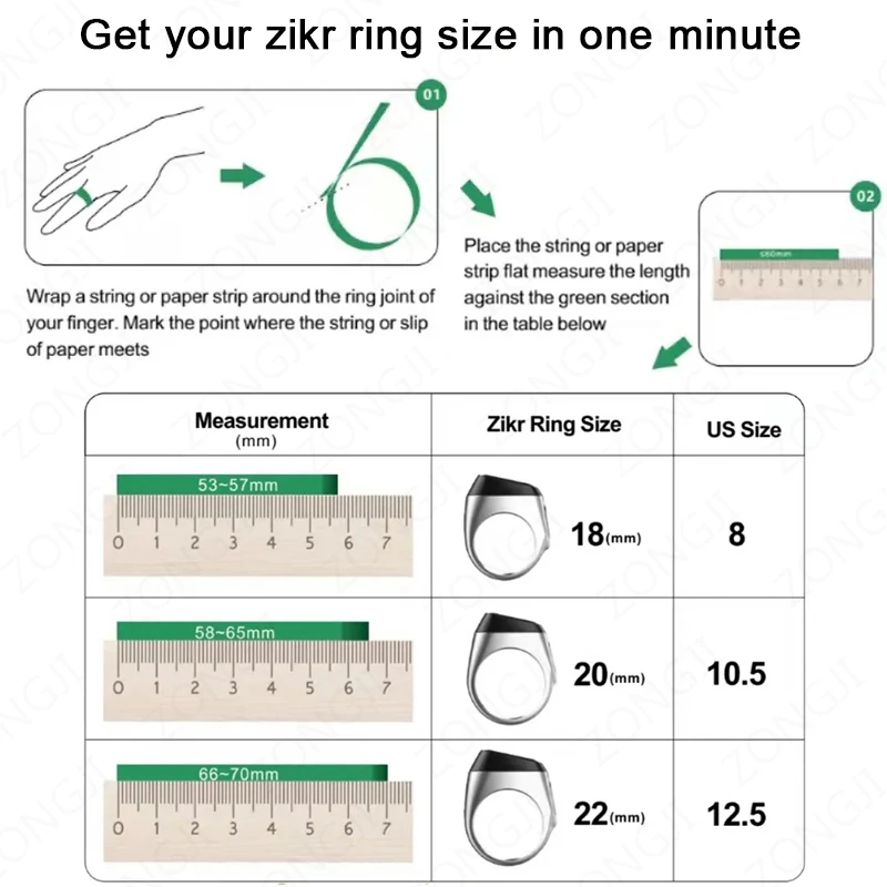 IQibla-anillo Zikr inteligente, contador Digital electrónico para oración, recordatorio de vibración, resistente al agua, 2024