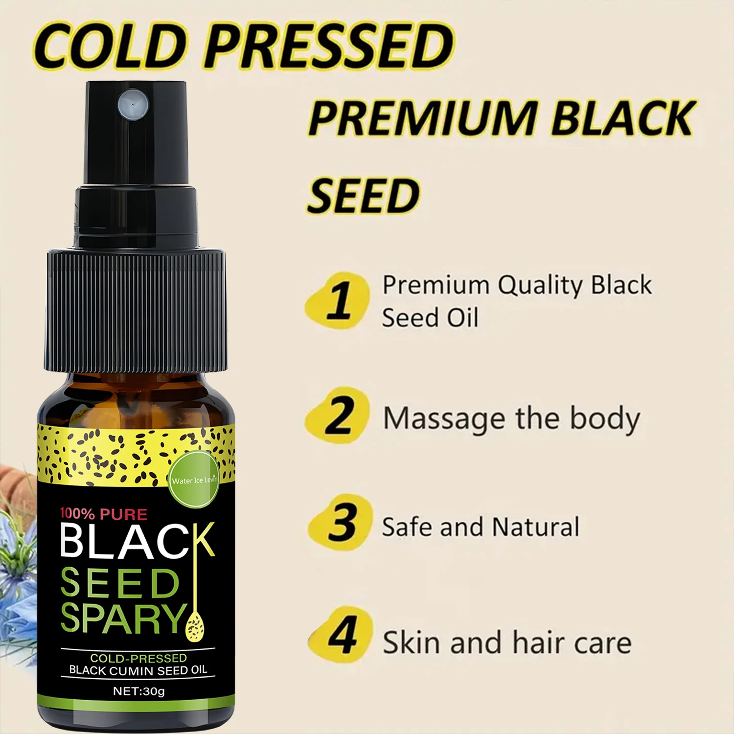 100% Pure Black Seed Oil Spray - Cold-Pressed Hair Treatment, Deep Nourishment, Frizz Control, Winter Shine Care view 5