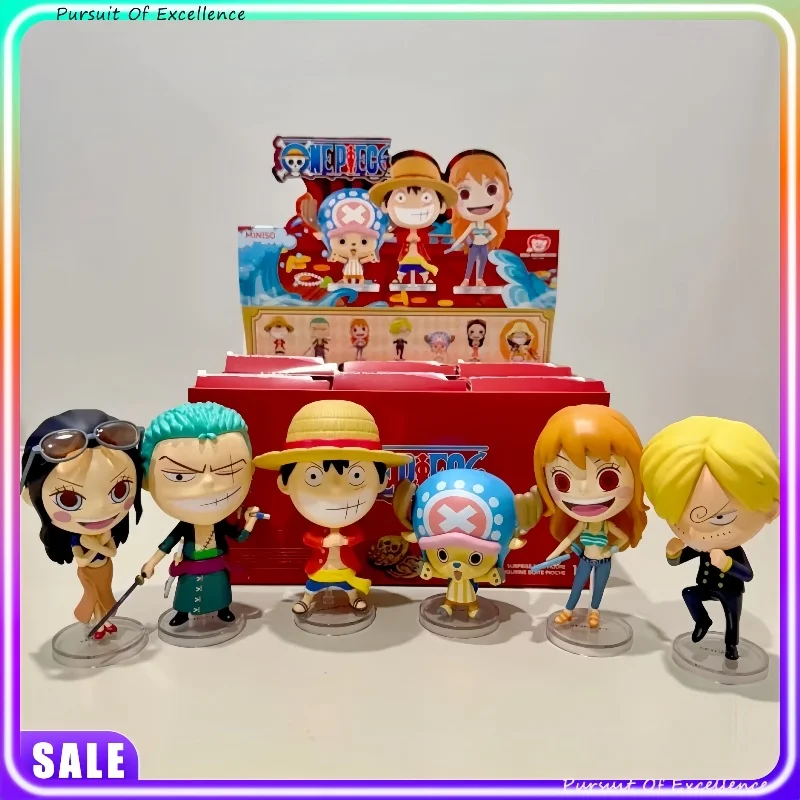 

Hot Selle MINISO One Piece Original Monkey D. Luffy Roronoa Zoro Nami Sanji Blind Box Anime Character Model Collection Boxed