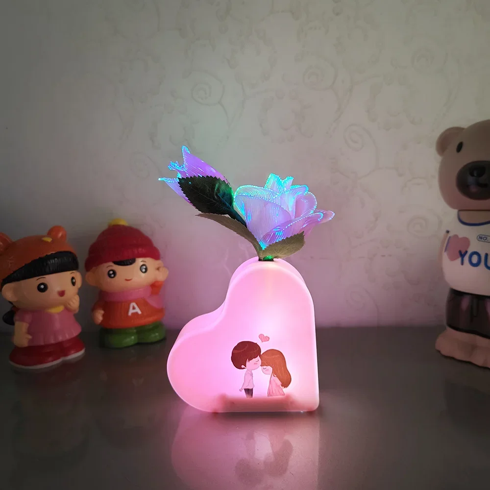 New Customizable Love Rose Flower Led Induction Photo Night Light Bedroom Light Chinese Valentine's Day Gift Creative Gift