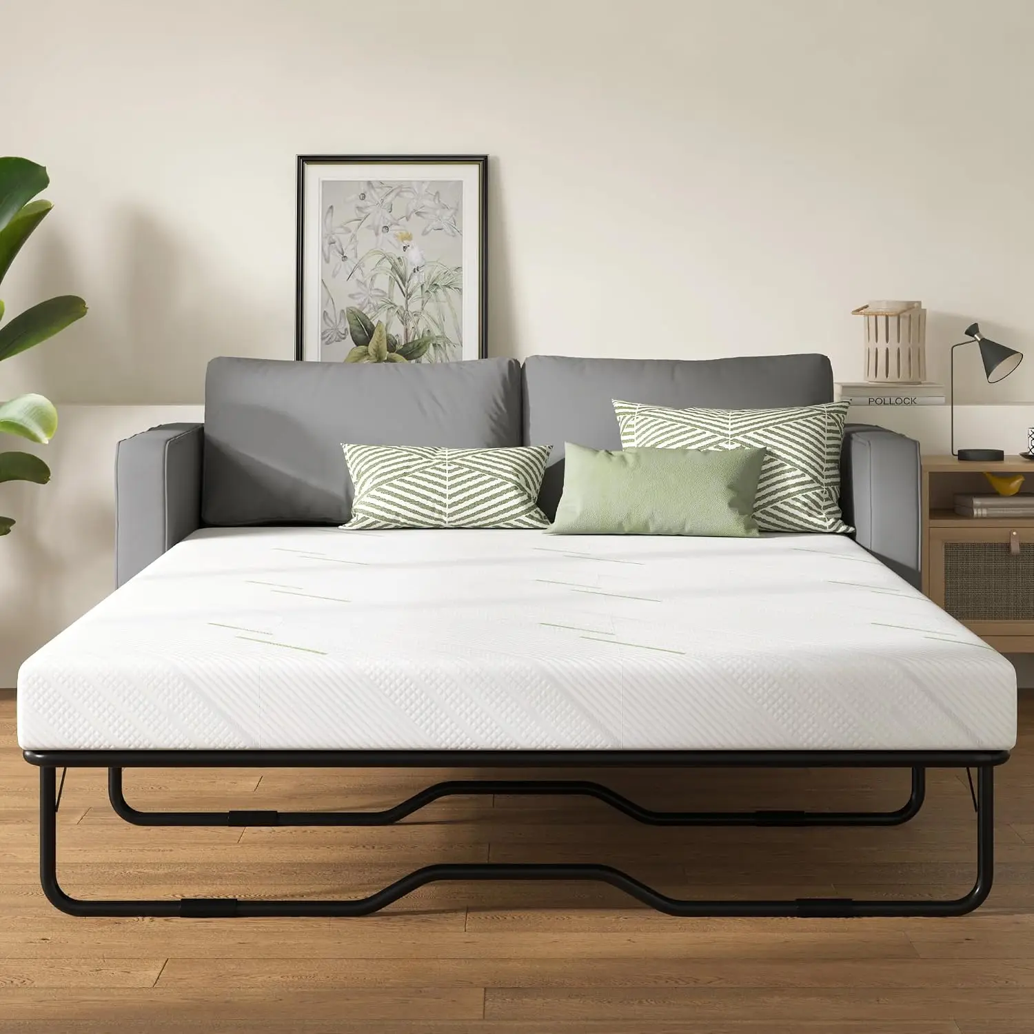 4 Inch Queen Sofa Bed Mattress Gel Memory Foam Removable Washable Cover Sleeper Pull Out Guest Room RV Boat, Customized