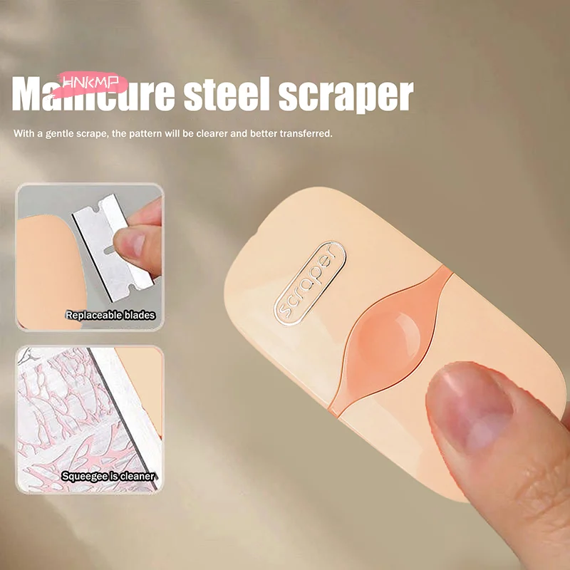 1/2Pcs Professional Nail Art Stamping Scraper Multifunctional Cleaning Shovel with Lid Glue Sticker Residue Removal Spatula