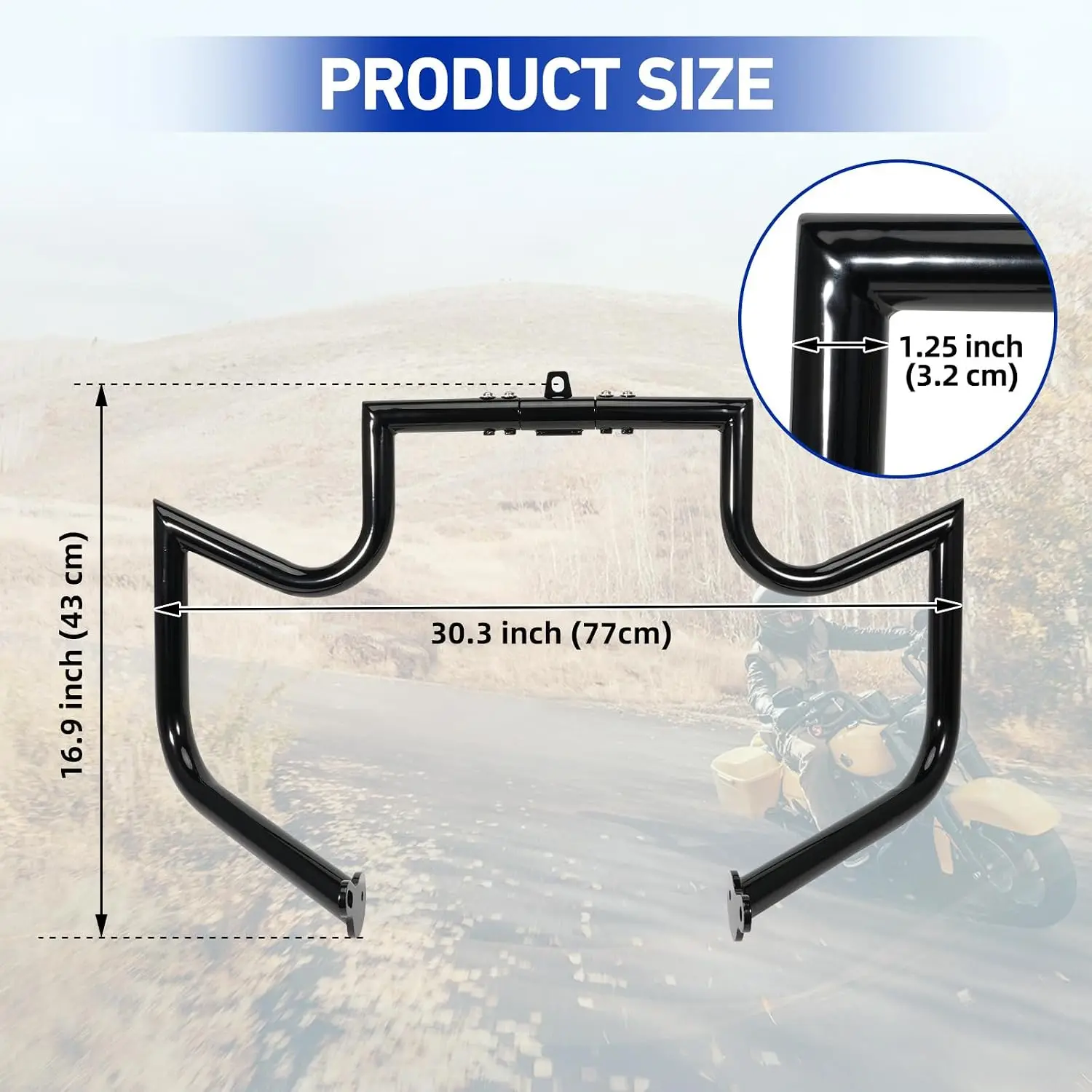 Crash Bar Engine Guard Freeway Highway Bar Fit Harley Touring Trike Road King Street Glide Electra Glide 09-23 Gloss Black