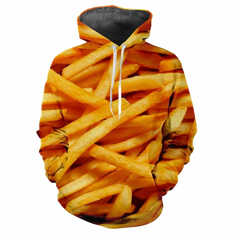 Yummy Food Popcorn 3d Printed Men Hoodies Woman Creative Personality French Fries Graphic Hoodie Kids Funny Casual Loose Tops