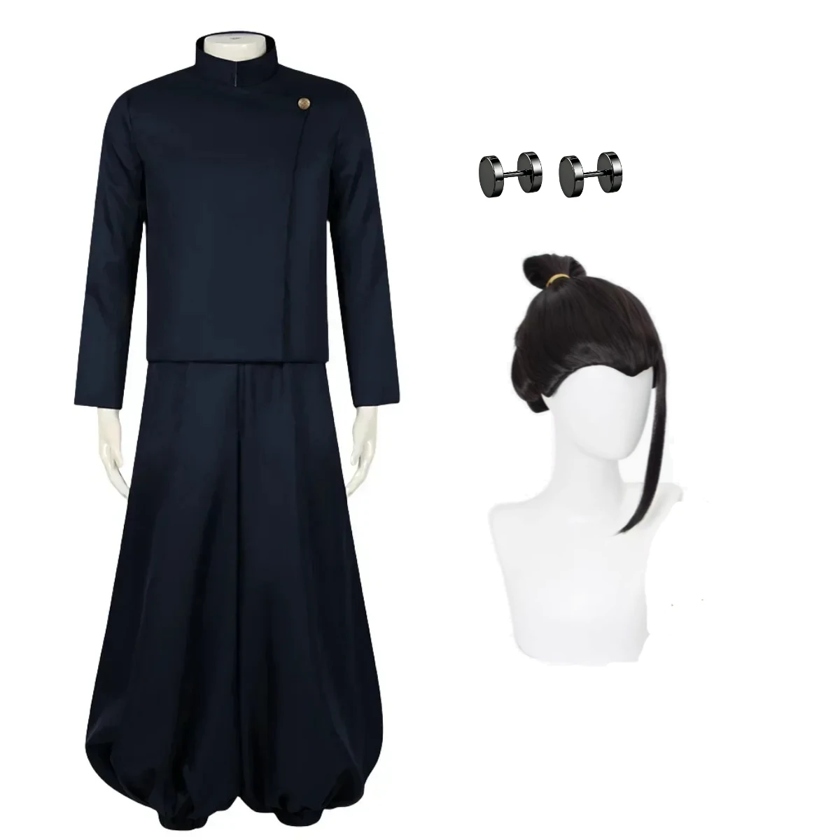 

Anime JJK Cosplay Anime Kostuum Zwarte School Uniform Wig earings Pruik Pak Halloween Mannen Kostuums Full Set