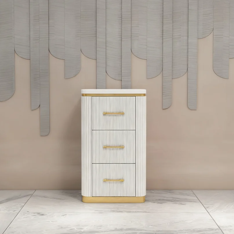 White&gold Hair Salon Hairdresser Cabinet Modern pink Wood Hair Dryer Station Painted Salon Cabinet Mirror Stations with Storage