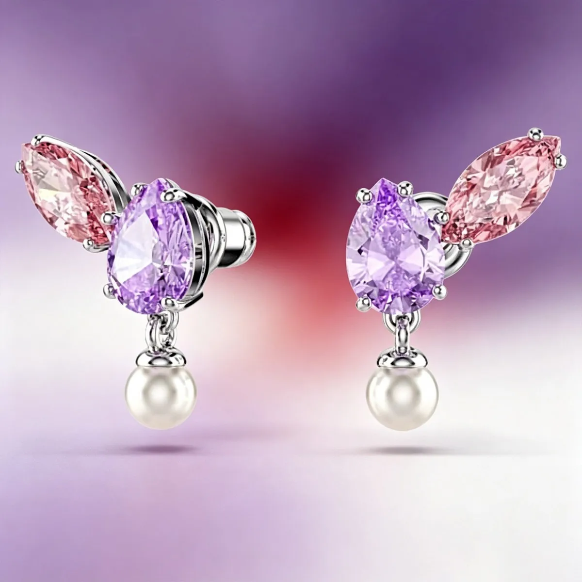 Multicolor CZ Flower Dragonfly Jewellery Set for Women
