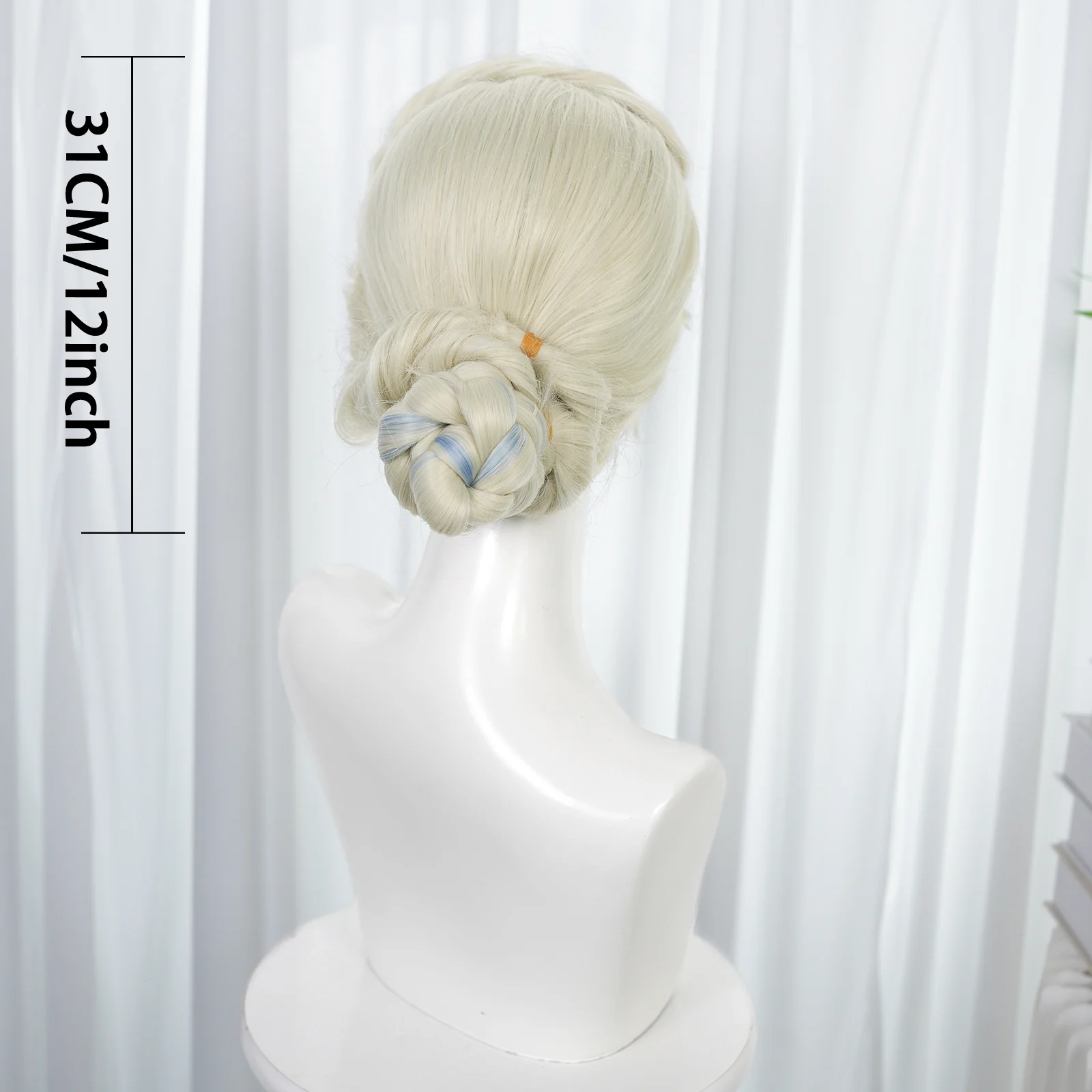 Wig for Adults - Frozen Princess Cosplay Wig with Braided Updo, Platinum Blonde Synthetic Heat Resistant Hair for Halloween
