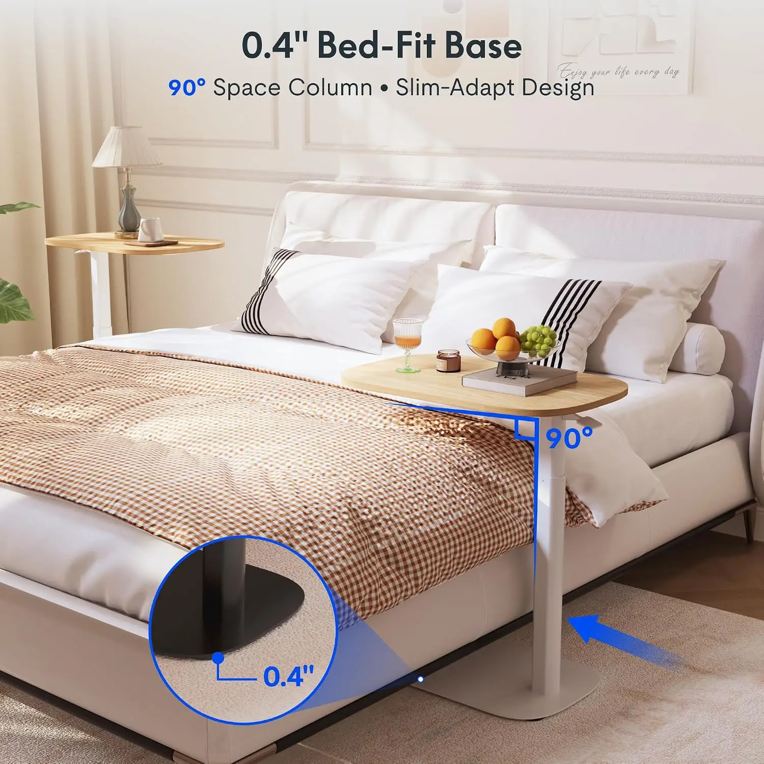 Adjustable C Table Gas Spring Mobile Side End Table for Sofa Couch Bed, Customized