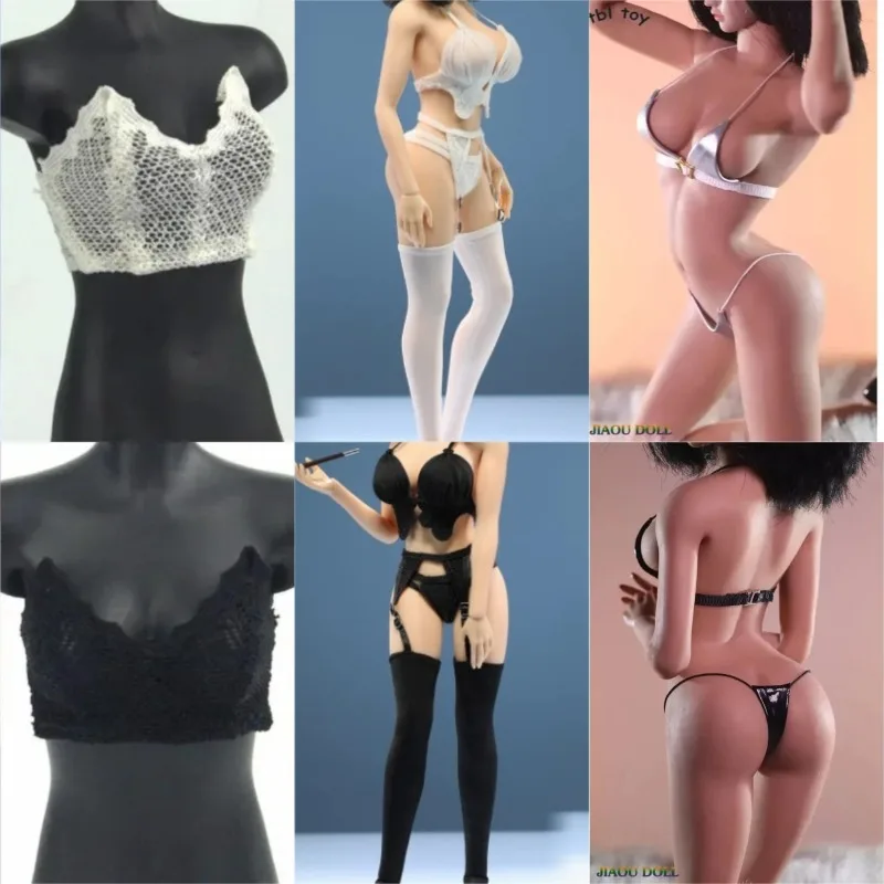1/6 Maßstab Leder Bikini Dessous Badeanzug BH Höschen Unterwäsche Overall Strümpfe Tanga Set für 12" Soldatin PH TBL Körper