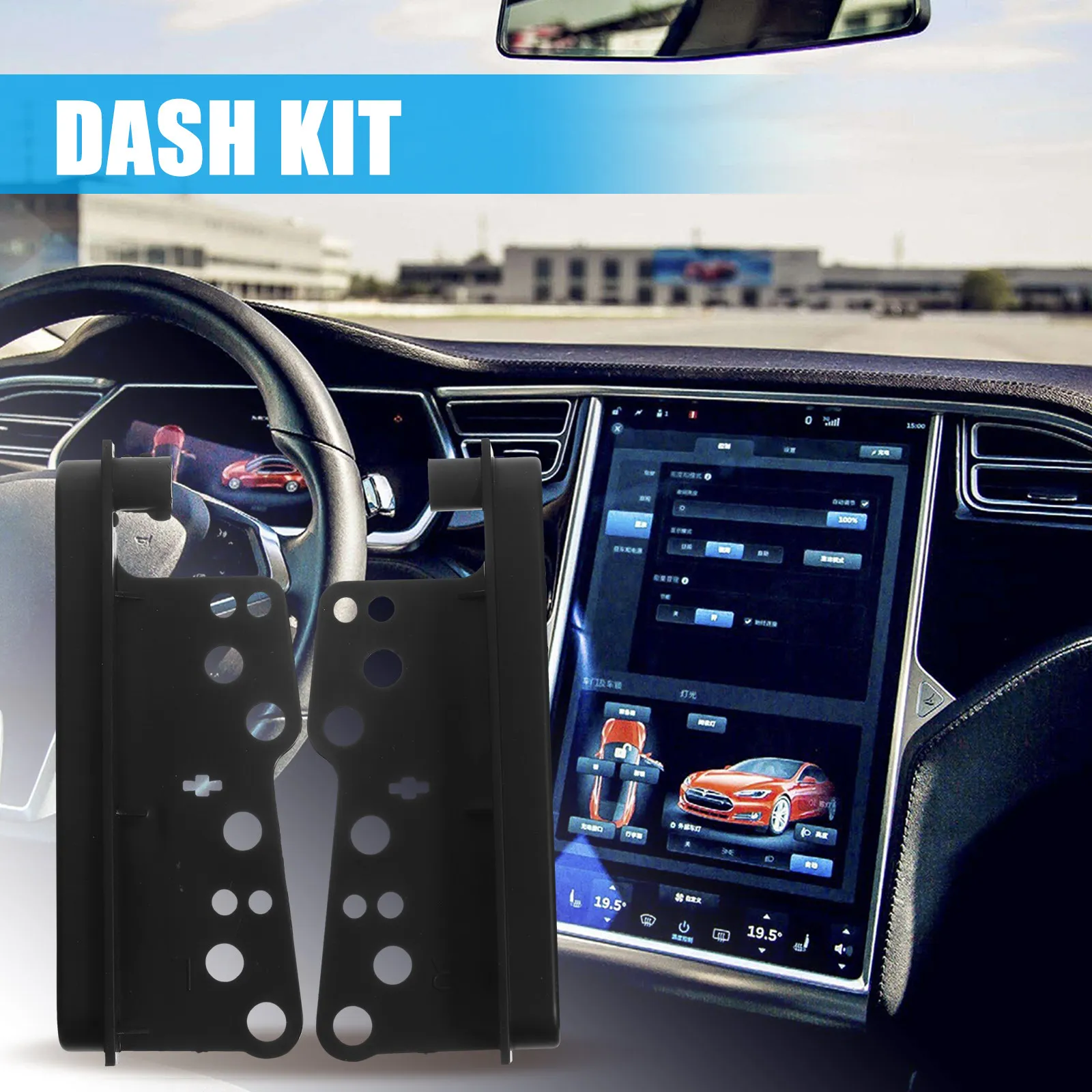 2 Pcs Stereo Dash Kit Car Accessories Radio Frame Brackets Double Din Install Side Trims