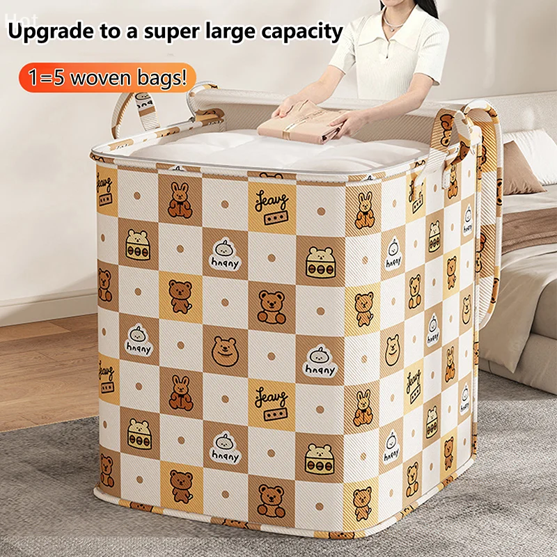 

Portable Large Capacity Storage Bag With Cute Animal Pattern Clothing Storagebag