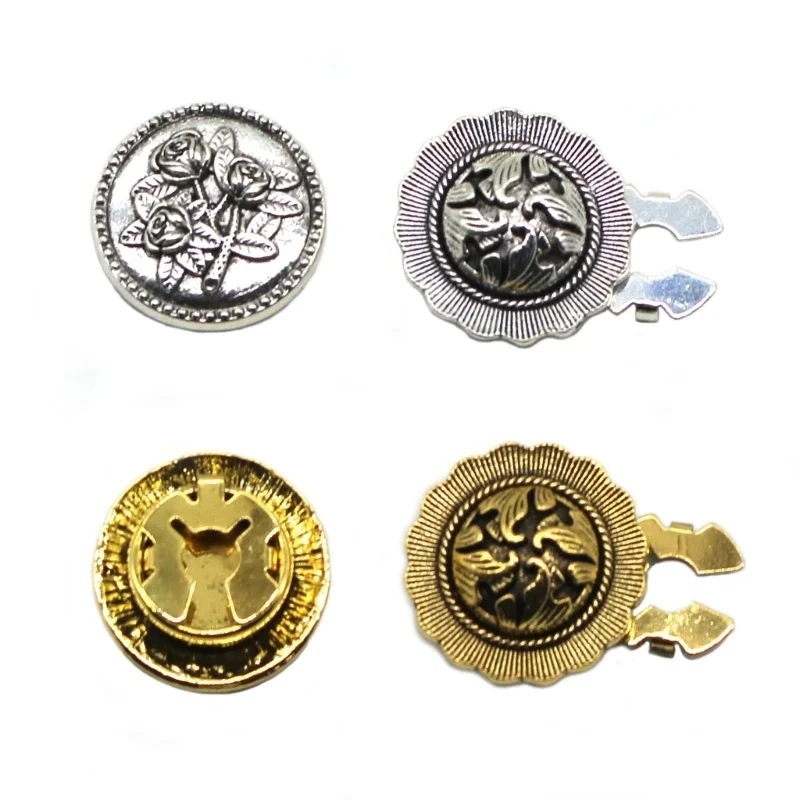 203F Vintage Flower Sweater Pin Shawl Clip for Women Dress Collar Pin Securing Brooch