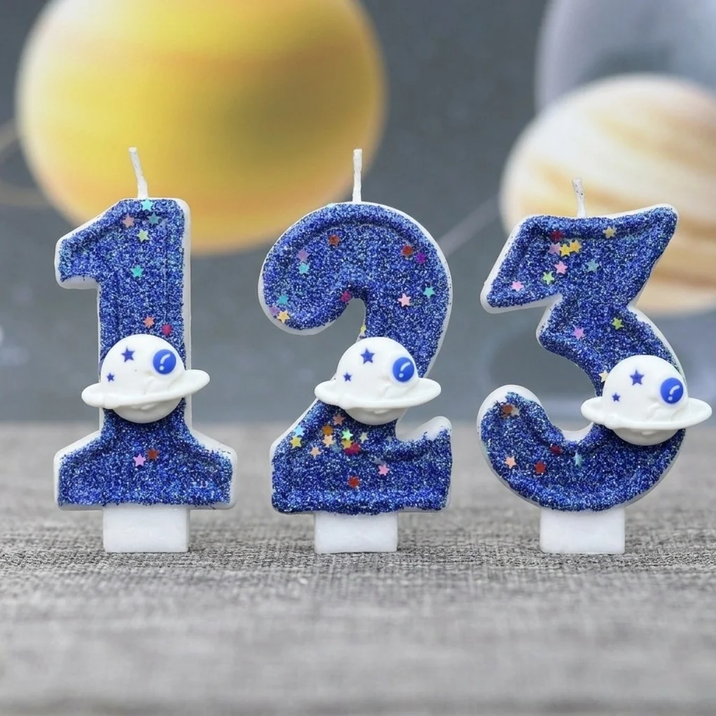 Blue Planet 0-9 free combination digital candles, birthday candles are perfect for high-end baking cake decoration at birthday p