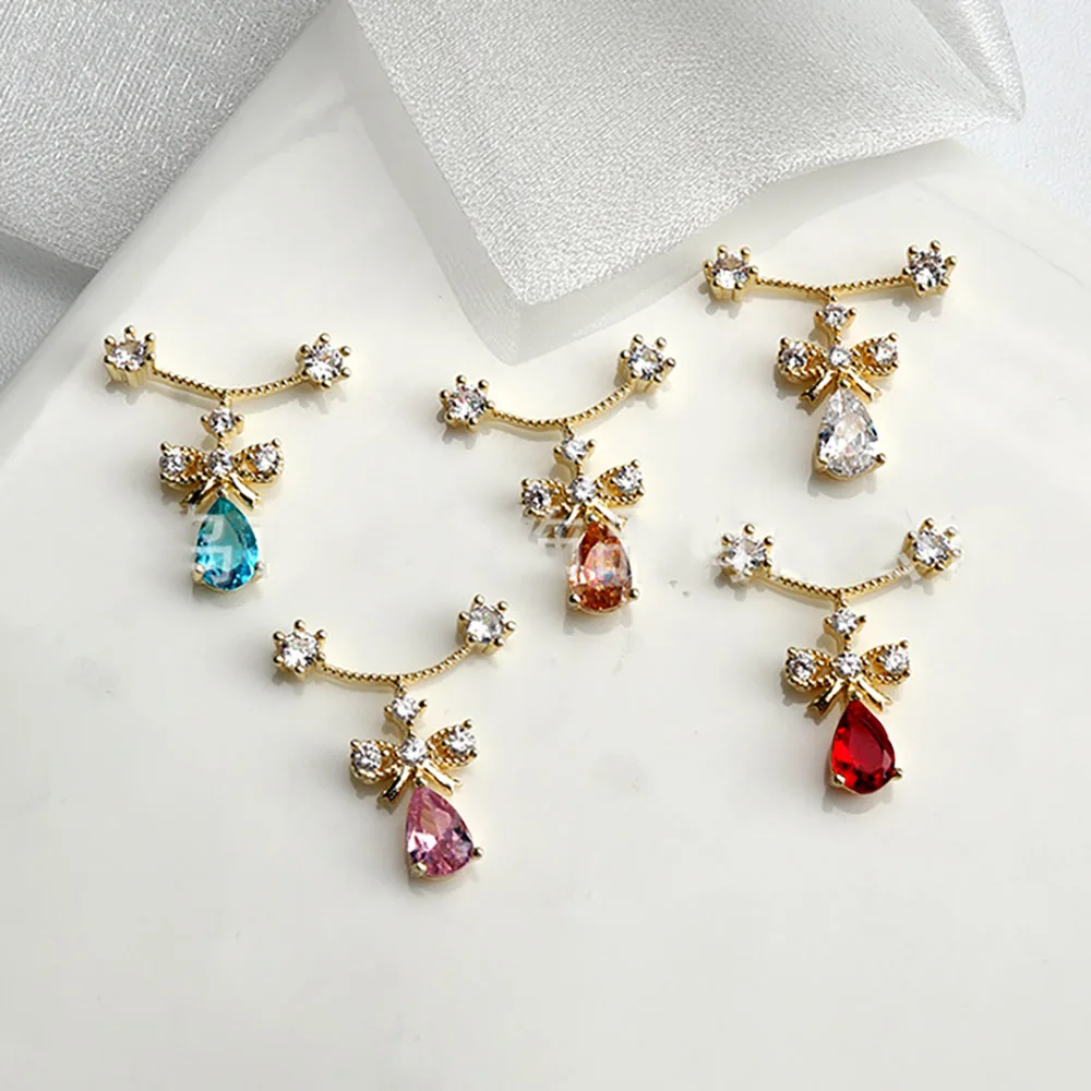 -Nailtips 목걸이- 고급스러운 지르콘 쥬얼리 부유한 손끝 대형 목걸이 스타일 참 물방울 크리스탈 네일 장식품 404s