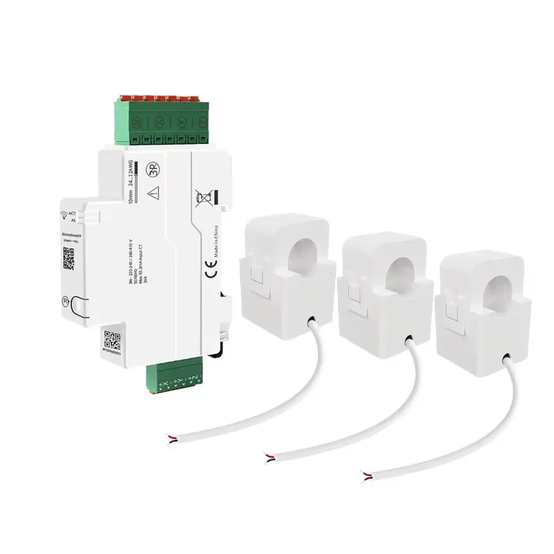 Zemismart Zigbee 120A Smart Din-rail Energy Meter 3 Phase Power Monitor Split-core CTs Smart Energy Monitor Works