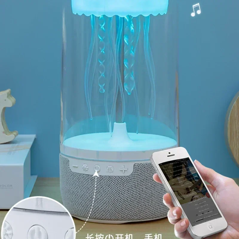 Creative Colorful Jellyfish Lamp Bluetooth-compatible Speaker HiFi Stereo Sports Jellyfish Speaker with Lights for Home Office