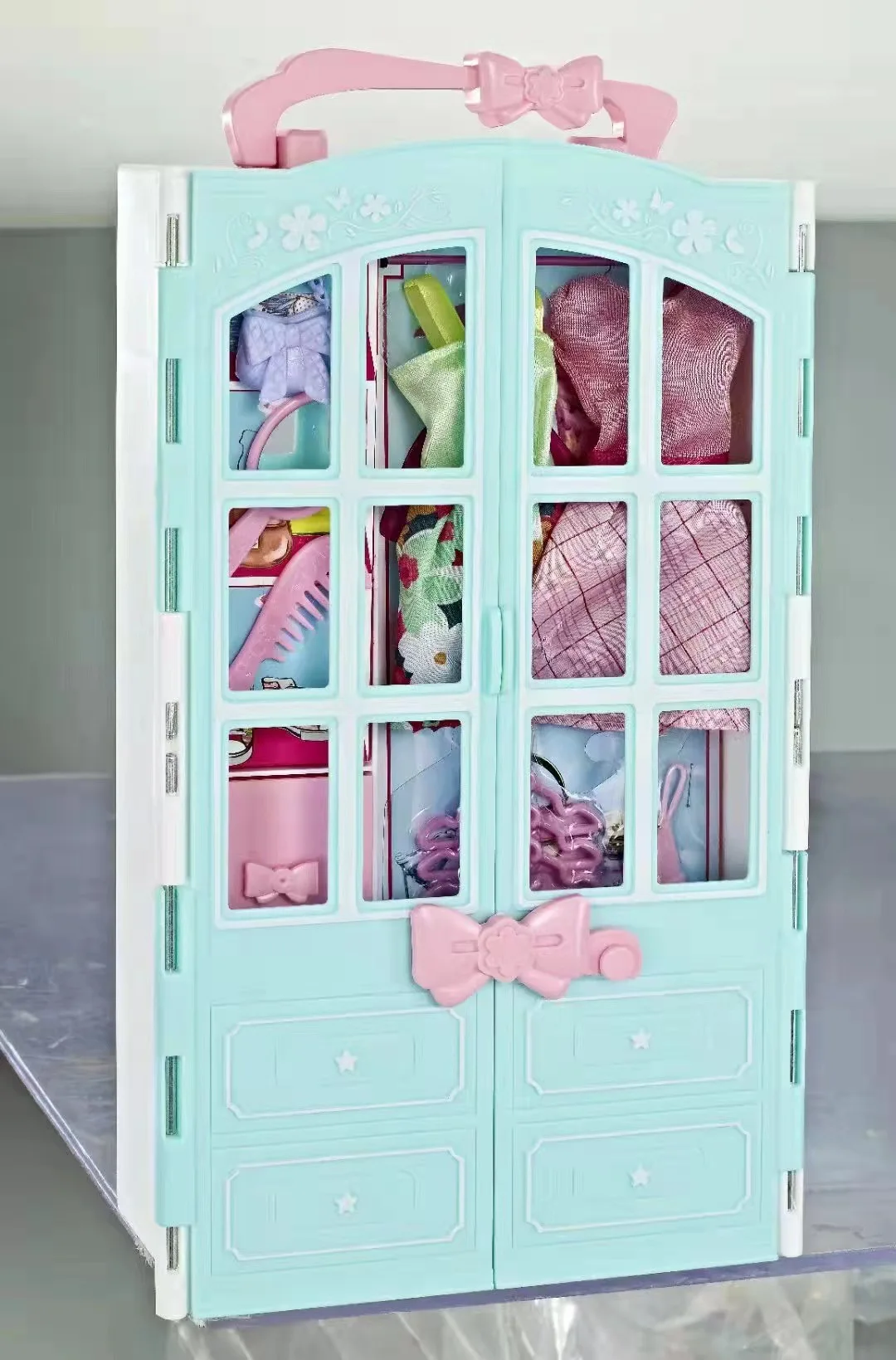Dollhouse Accessories Wardrobe Portable Closet Furniture Girl Princess Bedroom Accessory for Doll Kids Toy Birthday Gift