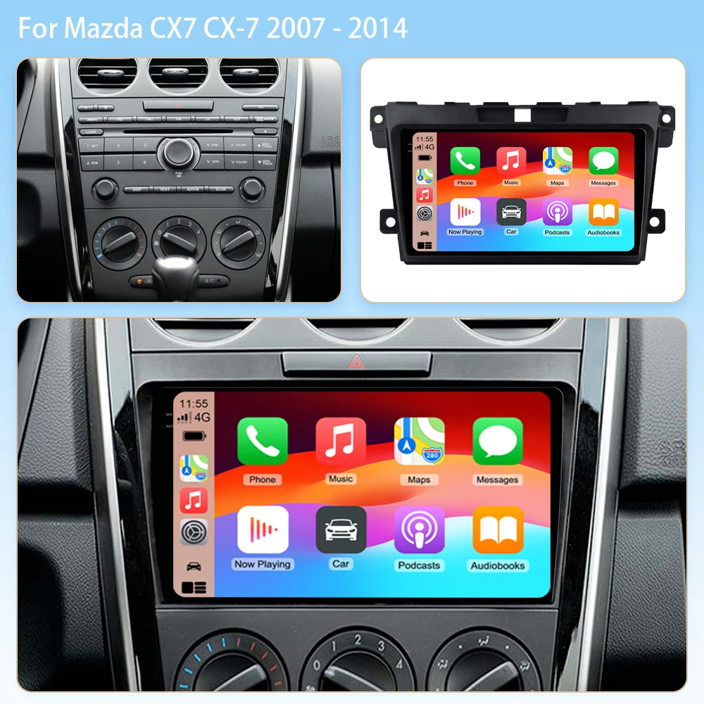 2K Android 16 Carplay Auto QLED Screen For MAZDA CX-7 CX7 2007 2008 2009 - 2014 Car Radio Navigation Player Autoradio Snapdragon