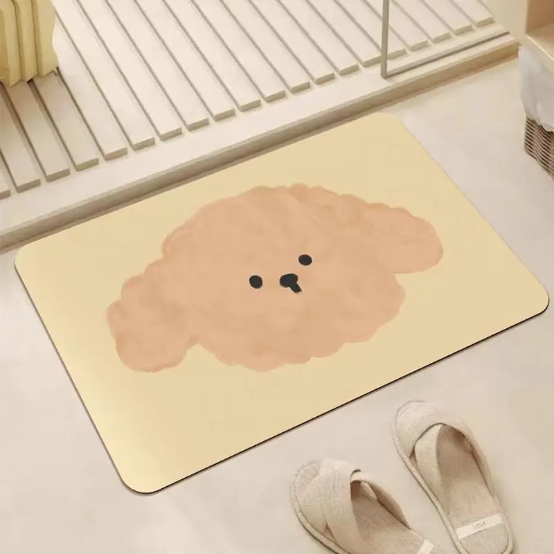 Puppy cartoon diatom mud floor mat bathroom living room door non-slip mat bathroom door door floor mat