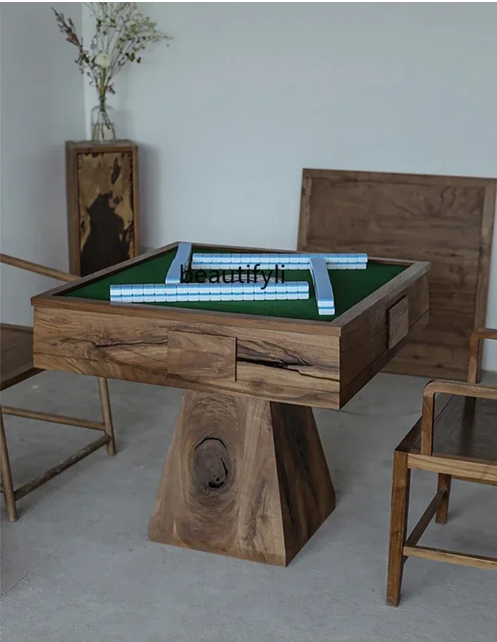 35Years Mahjong Table Modern Chinese Automatic Mahjong Machine Solid Wood Eight-Immortal Table Black Walnut