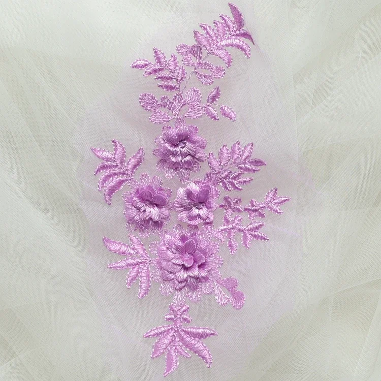 Handmade Beads 3D Wedding Dress Applique, DIY Bridal Headdress, Ivory White Lace Collar, Lace Fabric Patch, RS1167, 10Pcs