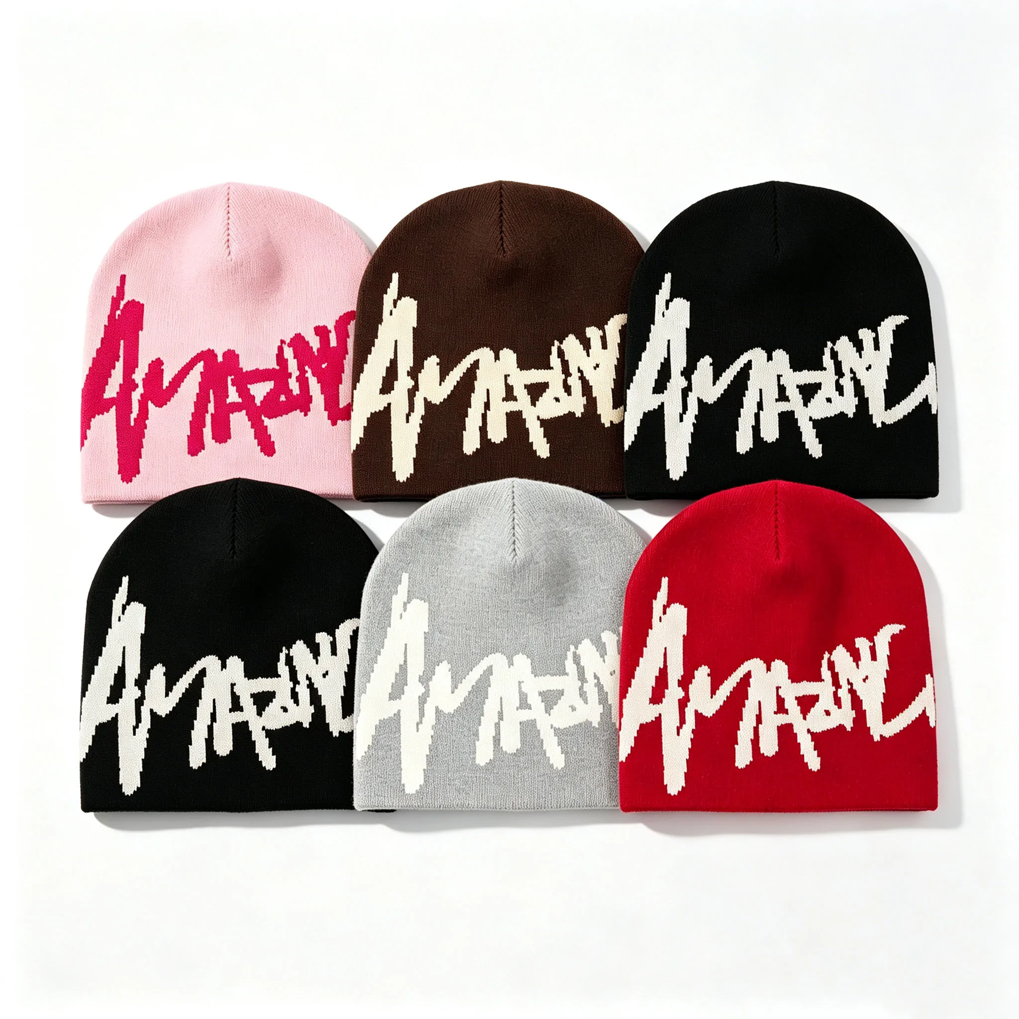 Y2k Beanie Letter Graphics Knitted Hat Winter Warm Skull Cap for Women Men