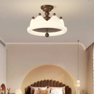 Modern Vintage Crown LED Ceiling Light Children's Bedroom Full Spectrum Cream Light Source Wind Eye Chrome Switch