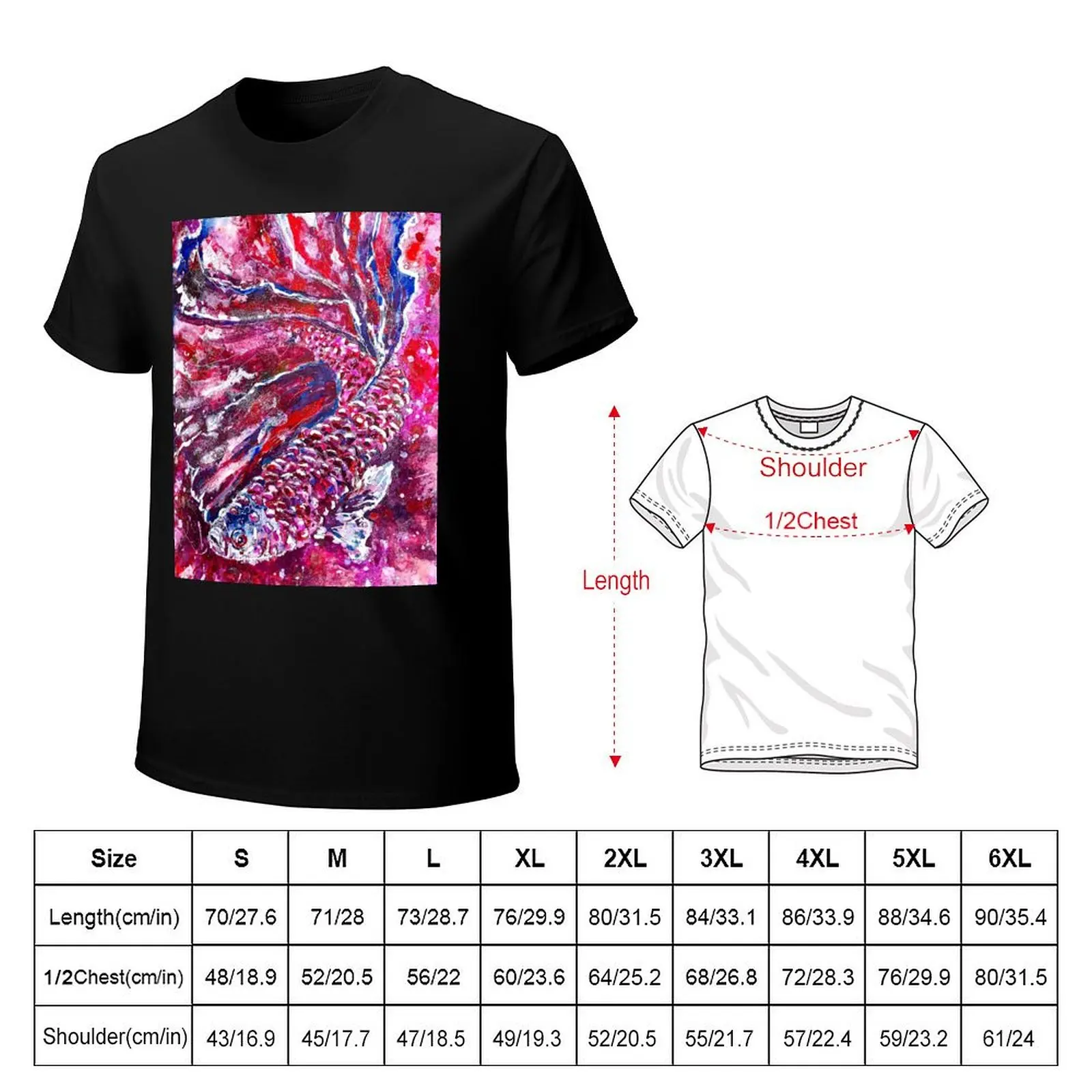 Inkopolis Pink Beta Fish T-Shirt Art Pattern Printed Casual Top