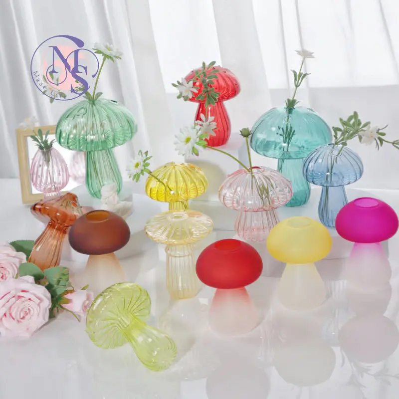 Mushroom vase ins Feng Hydroponic Glass Pot Gardening Ornament Decorative Aromatherapy Vase Premium Flower Potted Plant Utensils