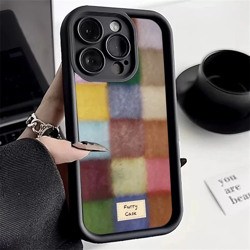 Cute Dopamine Color Block Match Plaid Phone Case For Xiaomi Redmi Note 14 13 12 Pro Plus 5G 12S 11S 11 Redmi 13C 14C Soft Cover