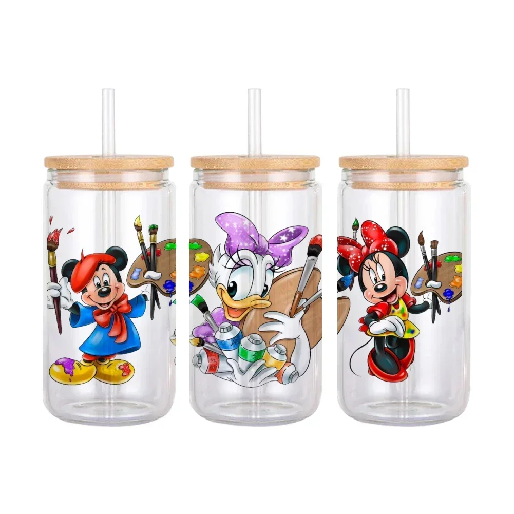 11x24cm Disney Donald Duck Cartoon Transfer Sticker Mickey Mouse Pattern UV DTF Transfers For 16oz Cup Wraps